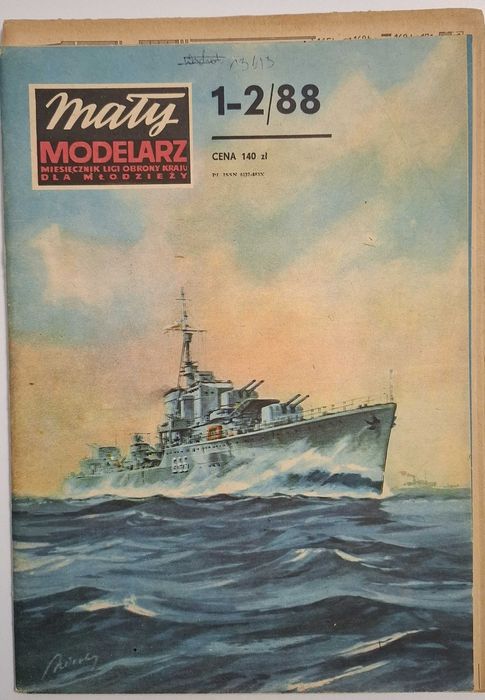 Mały Modelarz 1-2/88 Niszczyciel ORP Piorun Skala 1:200 Kompletny