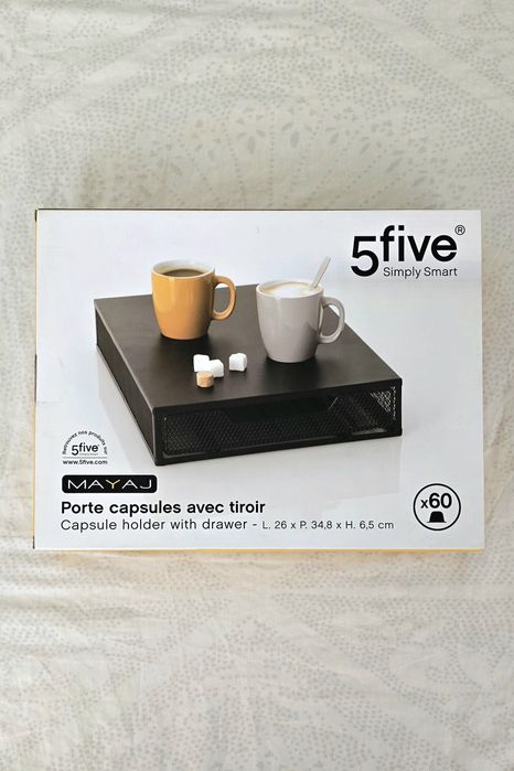 Caixa MAYAJ preta com gaveta para 60 cápsulas