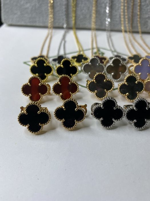 Комплект серьги и подвеска van cleef, vca , конюшина, ван клиф