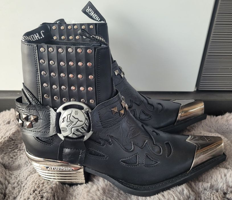 Buty kowbojki botki ze stalowymi czubkiem r.38/39