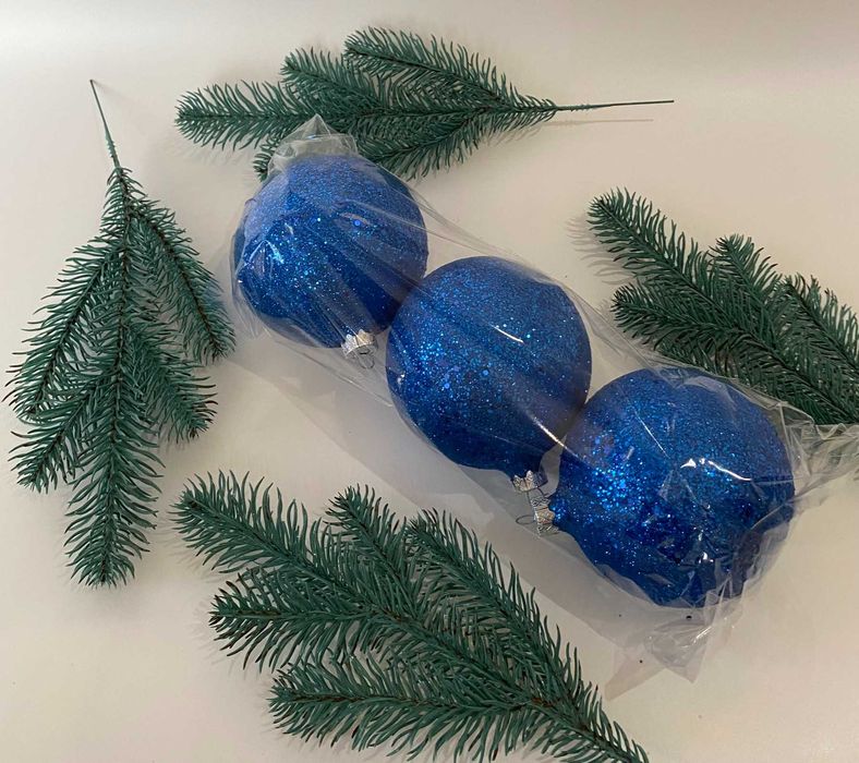 Кулька новорічна в глітері в ассортименті 3,5,6,8,10,15 см в діаметрі