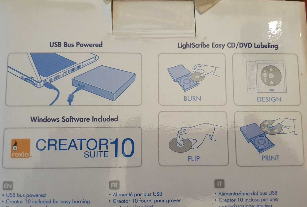 Unidade de DVD+-R/RW portátil Lacie USB 2.0 8x design por Sam Hecht