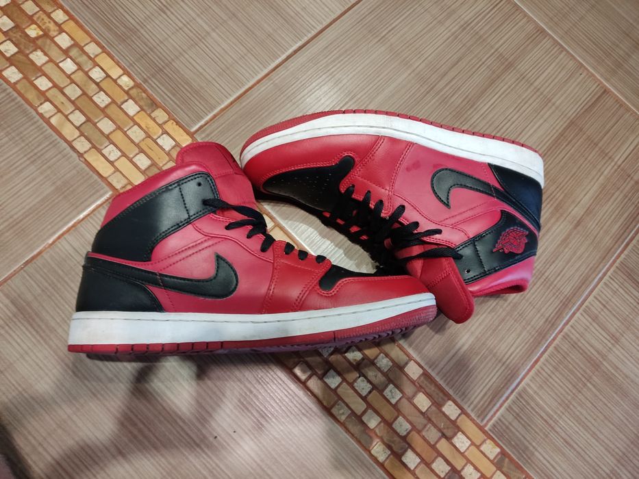 AIR Jordan 1 mid bred Black Red Nike Dąbrowa Górnicza • OLX.pl