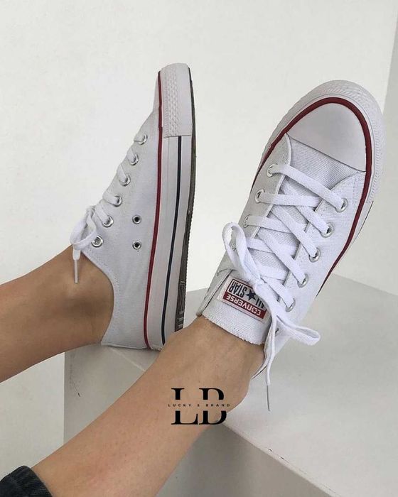 Жіночі та підліткові класичні низькі білі кеди конверс converse all star white 36-41р.