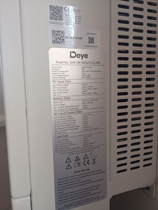 Продам гібридний інвертор Deye на 12 кВт однофазний