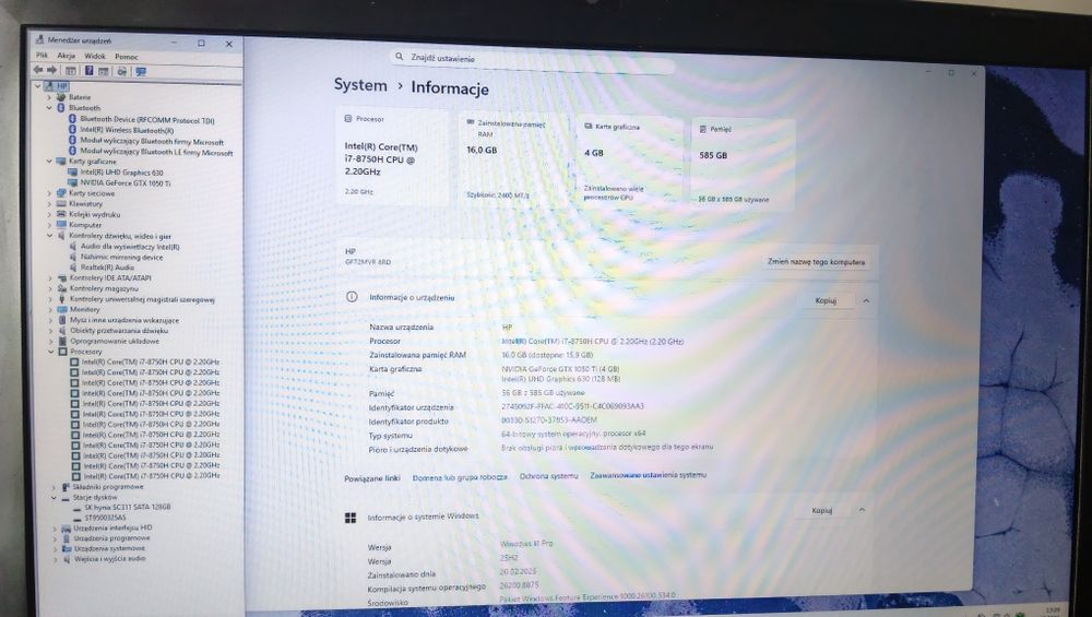 Laptop MSI  i7/16GB/GTX1050Ti/17.3"