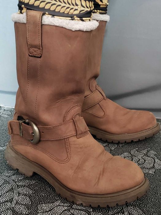 Сапоги Timberland кожа байкерские сапожки женские зима тимбирленд USA