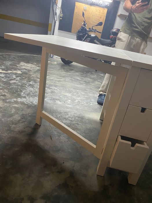 Mesa abas rebatív/pernas articul, branco, 26/89/152x80 cm