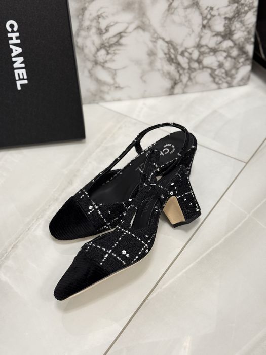 Czółenka Chanel Slingback Tweed