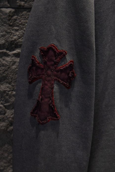 CHROME HEARTS худи унисекс мужское серое с крестом кофта с капюшоном