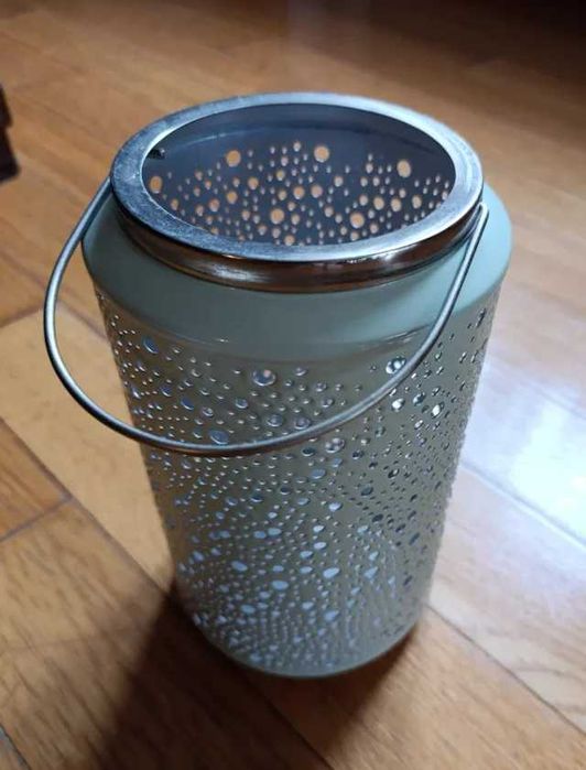 Lanterna Metal Teal e Prata