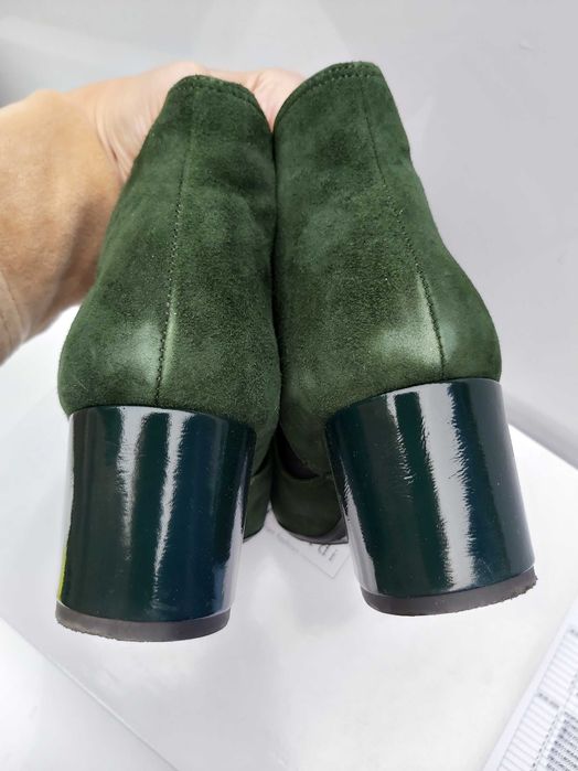 Zamszowe botki zielone SERGIO BARDI  skorzane sztyblety pólbuty 38