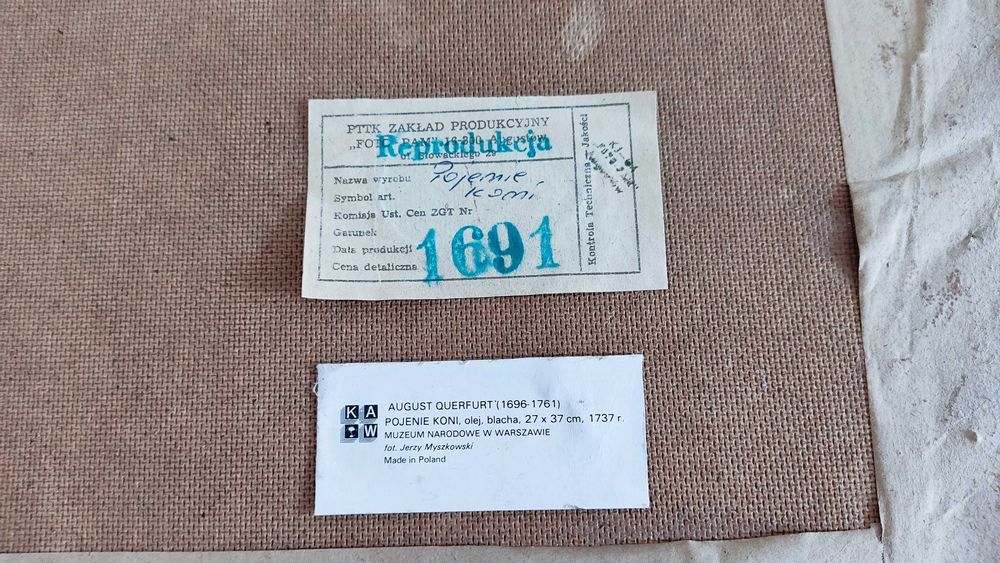 Reprodukcja obraz "Pojenie koni" August Querfurt, stara rama