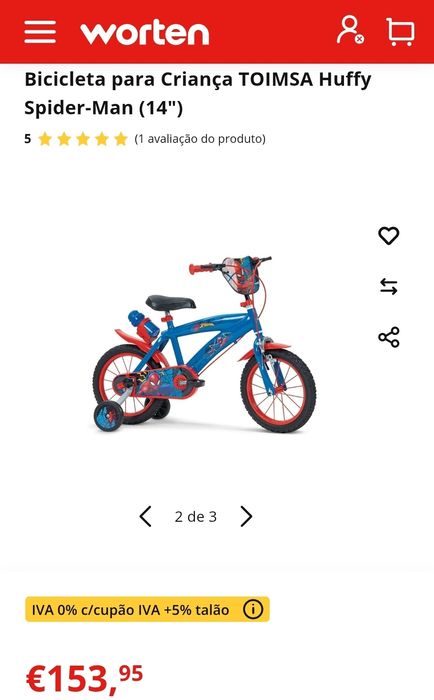 Bicicleta para Criança Spider-Man (14″)
5