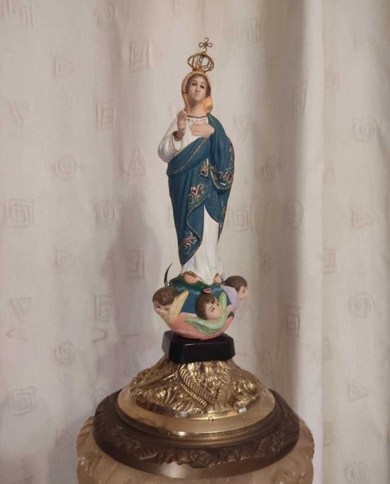 Estátua Nossa Senhora do Sameiro coroada + redoma