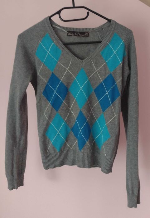 Vintage sweter w romby ZARA rozmiar M