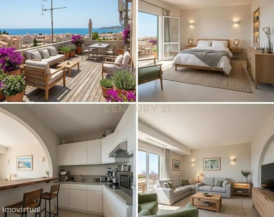 Apartamento duplex T1+1 com 3 varandas espaçosas e vista mar no centro — Albufeira E Olhos De Água, Faro