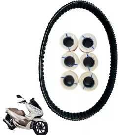 Kit Transmissão CVT PCX 2010 à 2025 e Nmax 2015 à 2024. Correia, guias e roletes  Roletes: 18g ou 10g