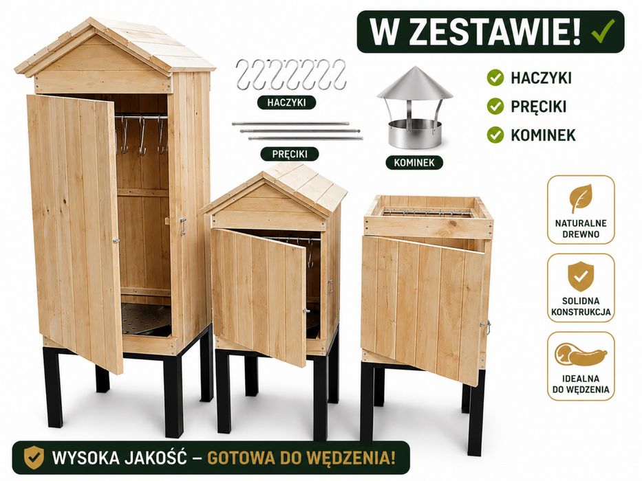 Wędzarnia z drewna olchowego  z drzwiczkami  i kominkiem