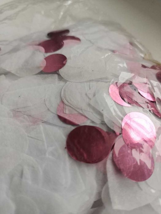 Весільні білі серця з рожевими блискітками,1500шт. для фото святкувань