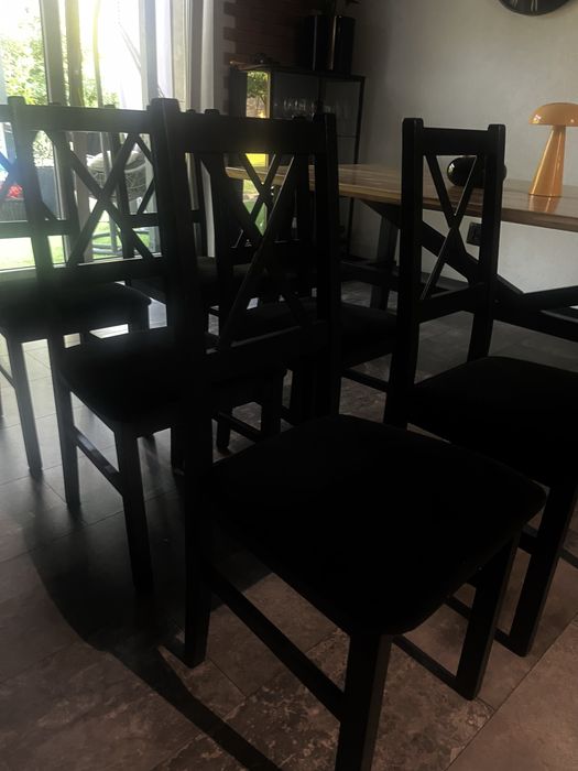 Krzesła jadalniane drewniane czarne 6szt