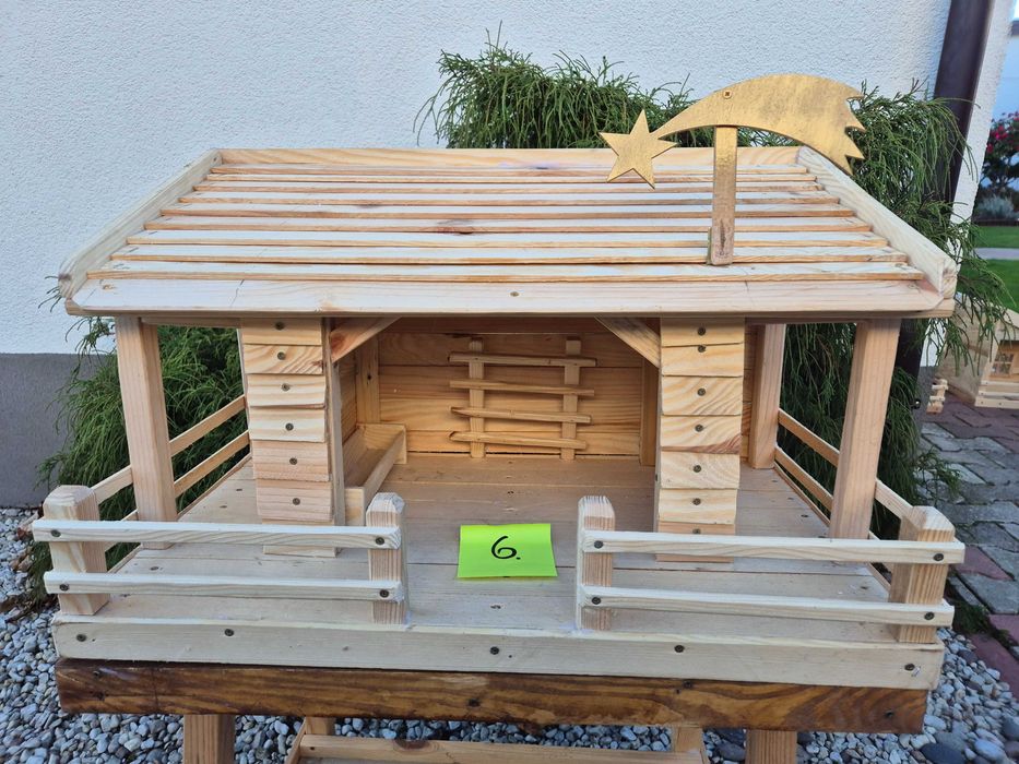 Szopka bożonarodzeniowa Duża Drewniana Światełka, nr 10