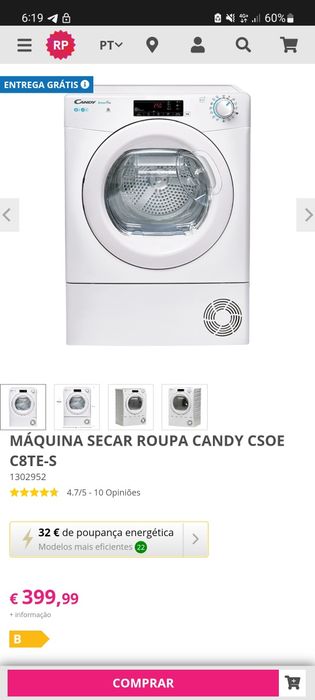 Máquina de secar roupa Candy SmartPro