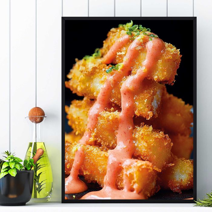 plakat reklamowy smażone paluszki rybne, plakat do baru food truck