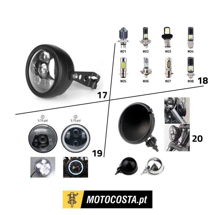 Faróis Frontais - 5.75" e 7" com Piscas e Halo - MOTOCOSTA
