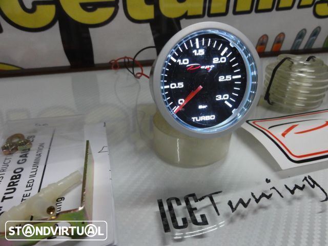 Manômetro da Pressão do Turbo 3 bar Fundo Preto c/iluminaçao led branco Depo Racing Japan 52mm de diametro c/2 anos de garantia