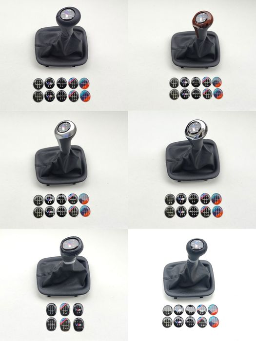 Manete Moca Manípulo Manopla Maçaneta Alavanca e Fole velocidades BMW Pele Perfurada Mate Madeira Cromada 5 6 M E34 Serie 5 Mudanças Novo