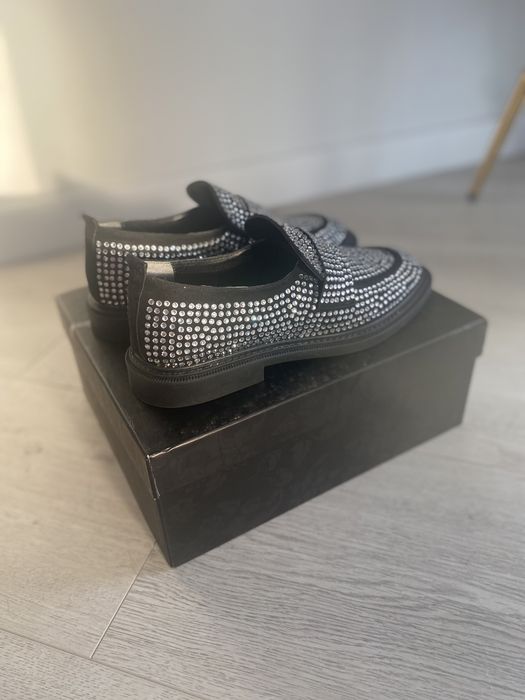 Шкіряні лофери зі стразами PRADA