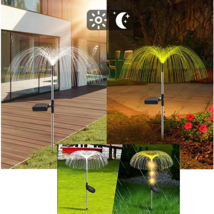 LAMPA Solarna Ogrodowa MEDUZA Wbijana ŚWIATŁOWODOWA Zestaw 2 szt.