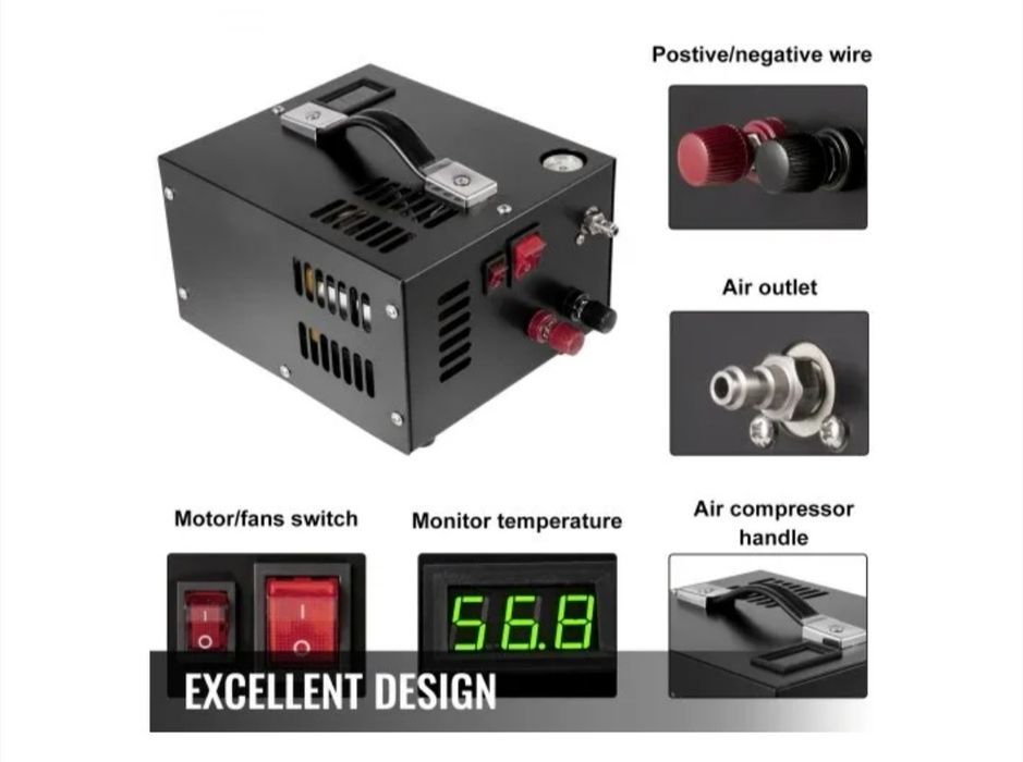 Compressor de ar PCP VEVOR 12V DC, Compressor