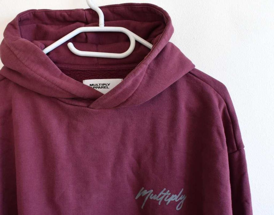 Multiply Apparel Bluza bordowa z kapturem unisex s m