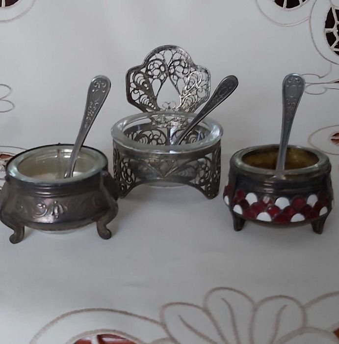 Solniczki posrebrzane komplet  3 szt