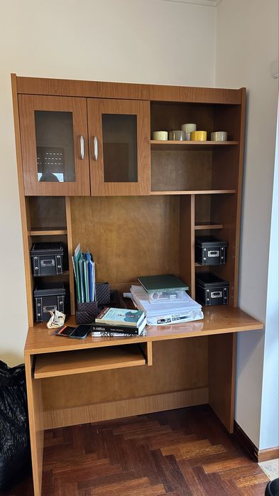 Móvel de Escritório Completo: Secretária + Estante de Arrumação