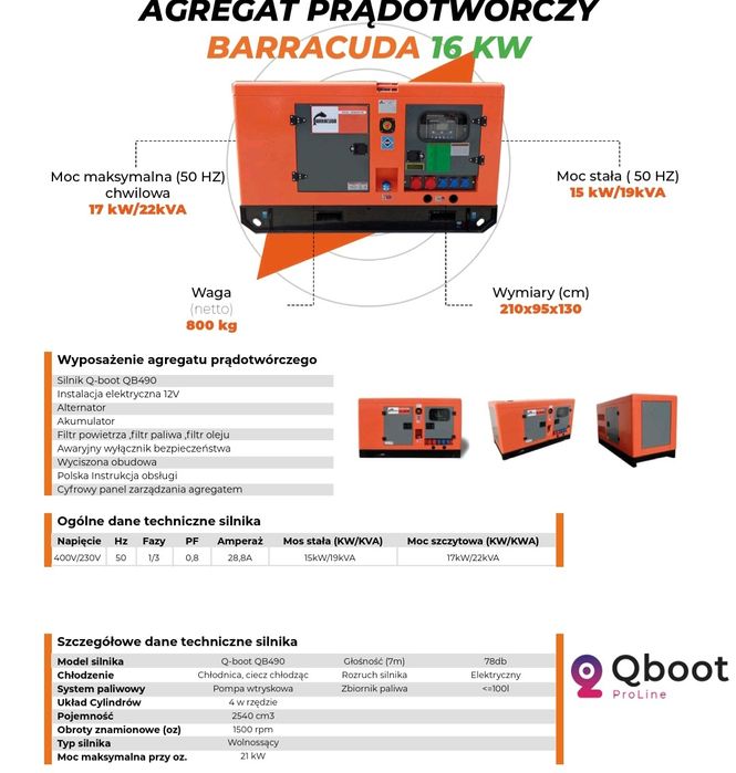 Agregat prądotwórczy 16kw