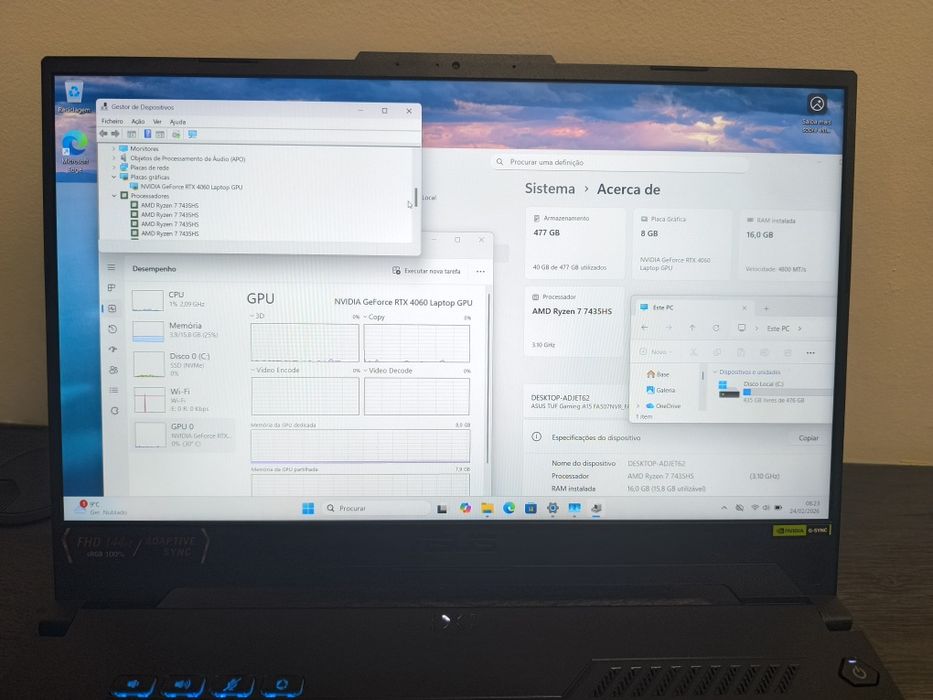 Asus TUF Ryzen 7 4060RTX 16 Ram  C/ Garantia 3x S/ Juros