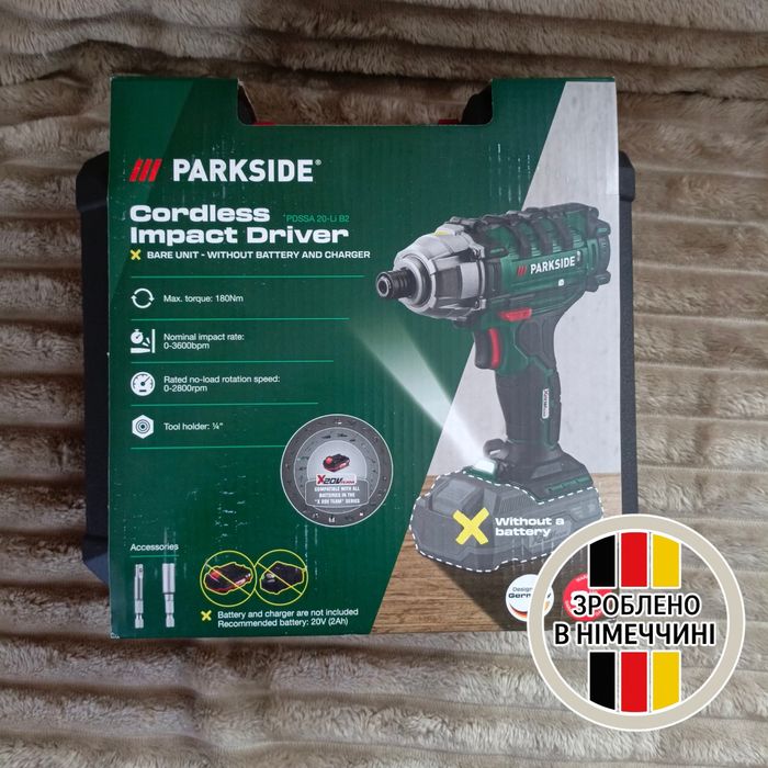 180 Нм Акумуляторний ударний гайковерт (імпакт) PARKSIDE PDSSA 20-Li B2