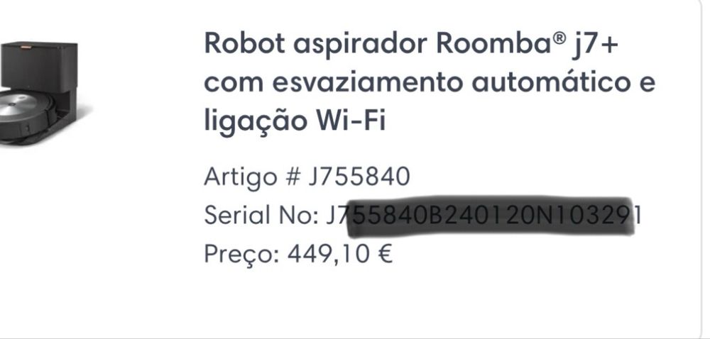 Robot aspirador Roomba® j7+ com esvaziamento automático e ligação Wi-Fi