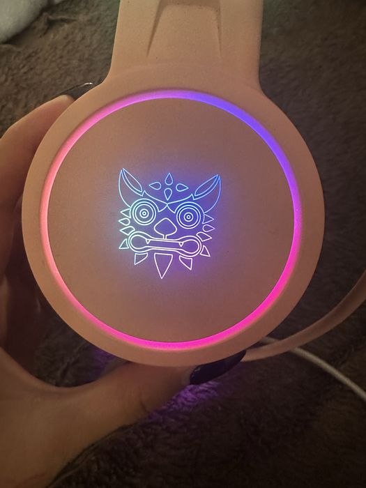Auscultadores Cor de Rosa com brilho neon
