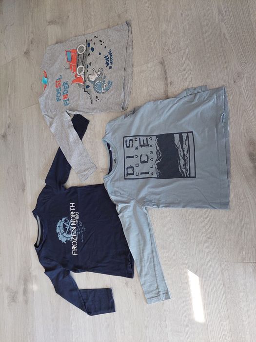 3x koszulki chłopięce z długim rękawem r. 110/116