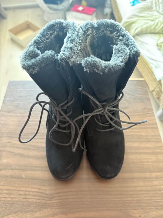 Черевики (чоботи) зимові чорні  замшеві 37 розмір