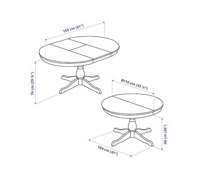 Stół okrągły, owalny, rozkładany, biały INGATORP IKEA - używany