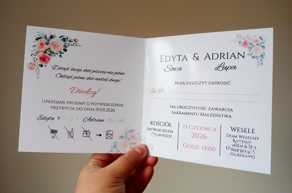 Zaproszenie na ślub otwierane
