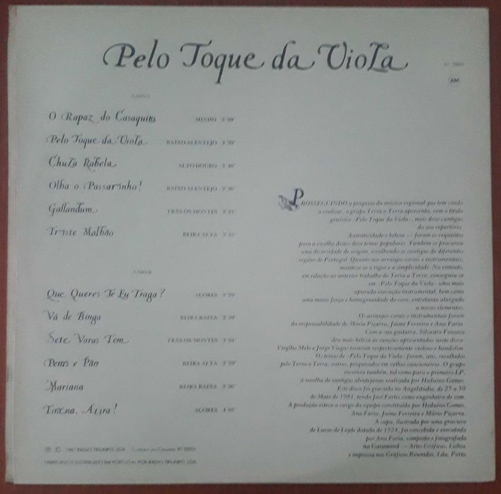 Terra a terra disco de vinil "Pelo toque da viola"