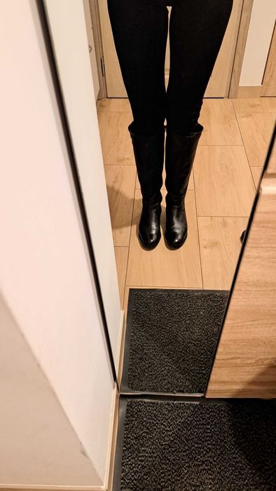 Damskie kozaki oficerki do kolan skorzane