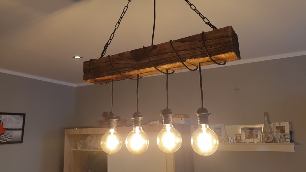 Lampa  wisząca loft stara belka retro vintage rustykalna  stare drewno