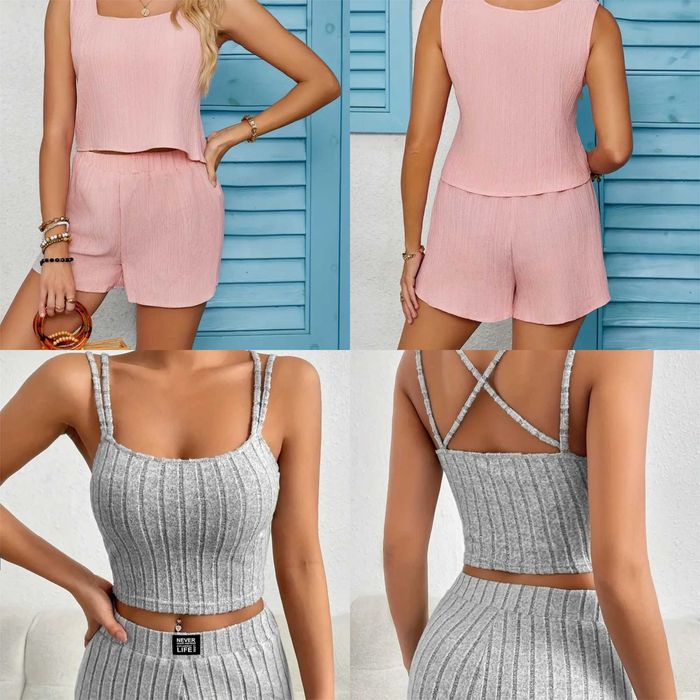 Vestidos, conjuntos (top/calção). Modelos e tamanhos diversos. Novos.